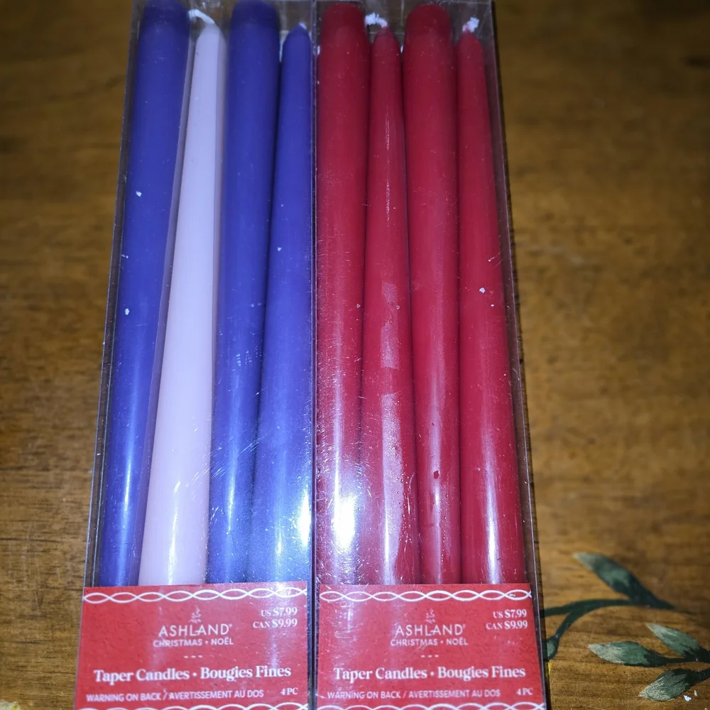 Ashland Festive Taper Candle Set - Red, Purple, Pink